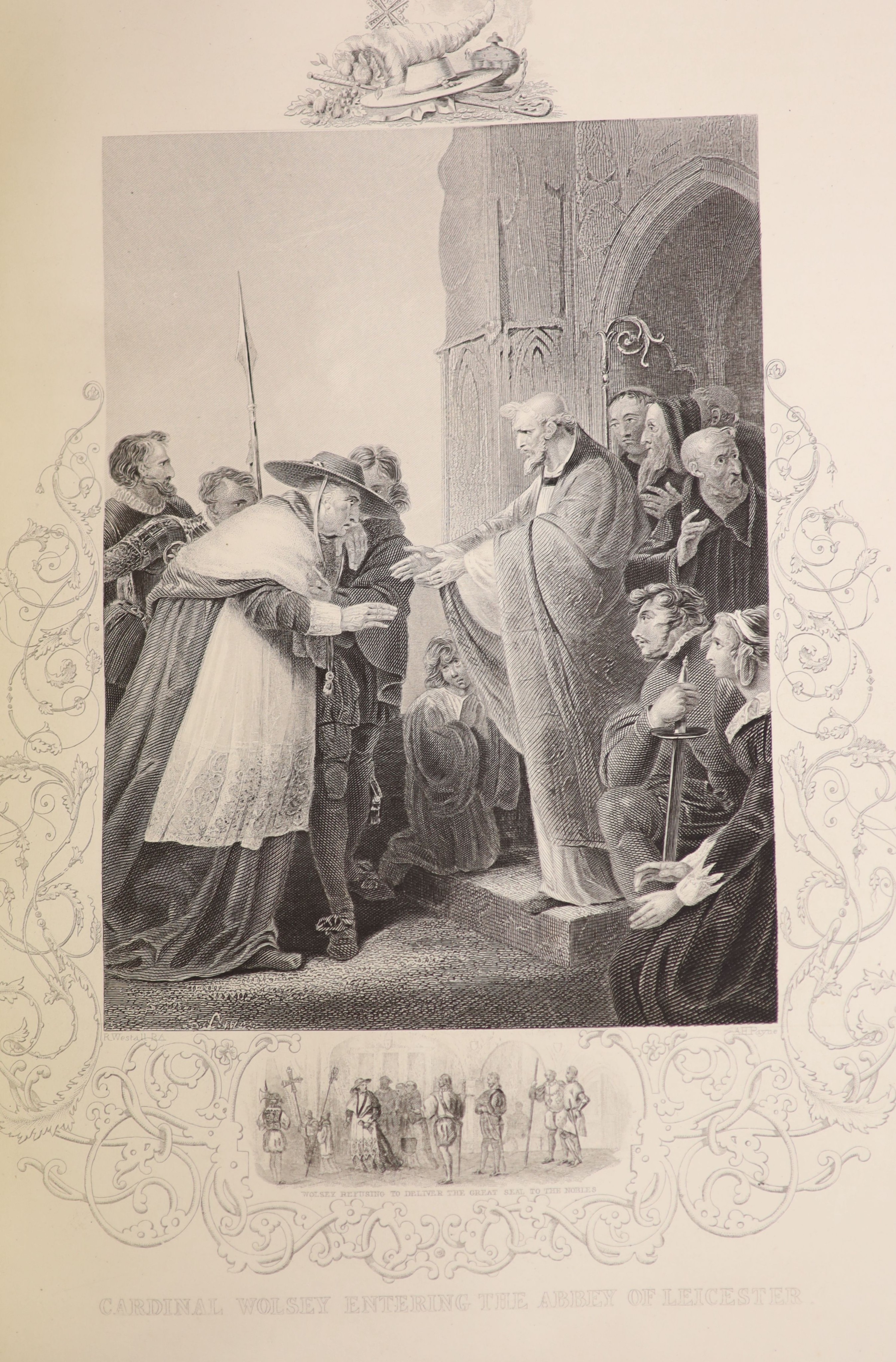 Tyrell, Henry (And others) - The Royal History of England from B.C. 55, to A.D. 1880… Including the Afghan and Zulu Wars. Complete with 27 engraved plates. Red and black title page, historiated throughout. Embossed half